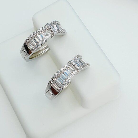 "925 Sterling Silver Cubic Zirconia Earrings, UU1P6A6147 - Picture 5 of 11